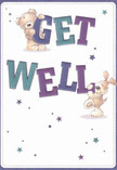 Brimming with warmth and optimism, this get well card features two endearing friends-a plush teddy bear and a cheerful puppy-who seem ready to leap from the soft white page into someone's heart. They each balance bold, colourful letters spelling out 'Get Well', the indigo and teal hues adding playful vibrancy and a comforting rhythm to the card, much like blossoms enlivening Temple's flower stalls. Twinkling stars, painted in gentle gradients of blue and purple, are scattered across the card, suggesting wishes for brighter days ahead-echoing the hope and renewal often felt while strolling the historic lanes of Temple. The well-rendered fur of the bear and puppy is almost tangible, so textured it invites the imagination's touch, delivering comfort as a caring neighbour might. This card, available alongside an uplifting bouquet from your local Temple florist, becomes not just a message but an experience-a tender remedy designed to ease recovery and offer heartfelt support to the community.